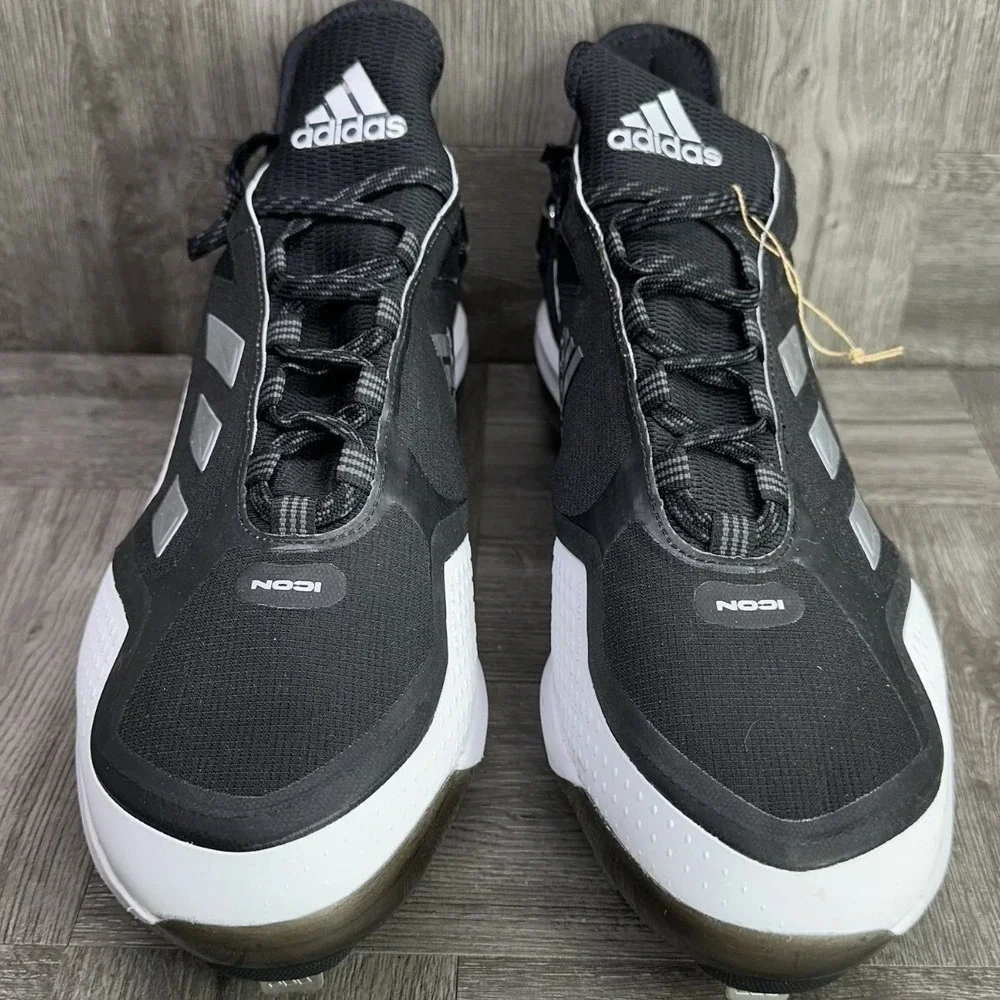 Adidas Icon 7 Boost Baseball Cleats Mens 15 Black White Metal Spikes NEW FY4178